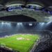 Well lit soccer stadium