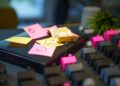 Real estate budget planning property investment euro money. Conceptual photo showing financial preparation, housing market strategy, euro banknotes, sticky notes with house drawings and model homes