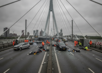 Botsing op Erasmusbrug in Rotterdam laat vijftien gewonden achter