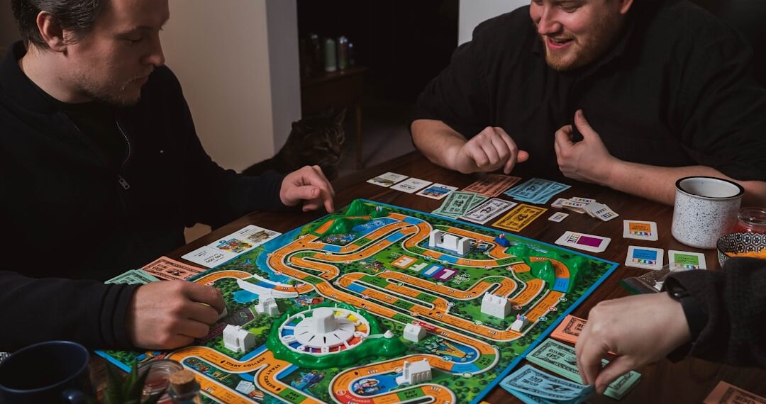 A group of friends play a classic board game.